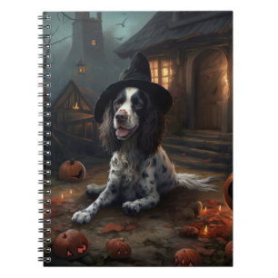 Engelsk Springer Spaniel Pumpa Halloween Skräck Anteckningsbok