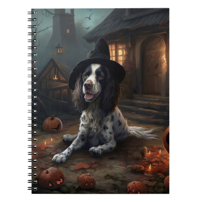 Engelsk Springer Spaniel Pumpa Halloween Skräck  Anteckningsbok (Framsidan)