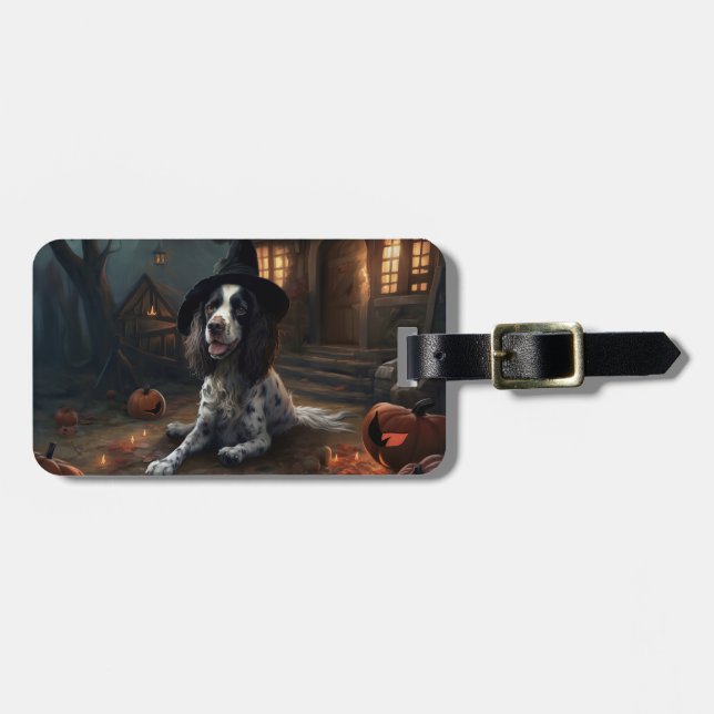 Engelsk Springer Spaniel Pumpa Halloween Skräck  Bagagebricka (Horisontell Framsida)
