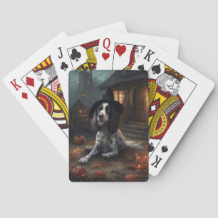 Engelsk Springer Spaniel Pumpa Halloween Skräck Casinokort