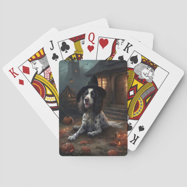 Engelsk Springer Spaniel Pumpa Halloween Skräck  Casinokort (Baksidan)