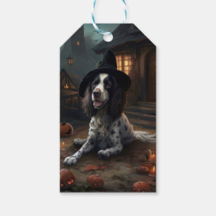 Engelsk Springer Spaniel Pumpa Halloween Skräck Presentetikett