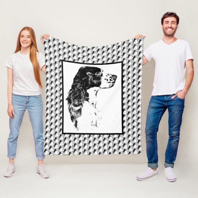 Engelsk Springer Spaniel Retro Hundkonst     Fleecefilt (På plats)
