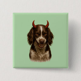 Engelsk Springer Spaniel som ser djävulsk ut märkn Knapp