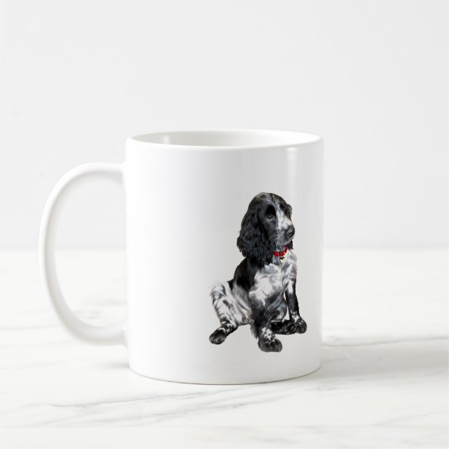 Engelsk Springer Spaniel Valp - svart och vit Kaffemugg (Vänster)