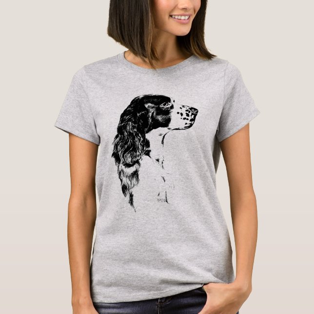 Engelsk Springer Spaniel Vintage Hundkonst T Shirt (Framsida)