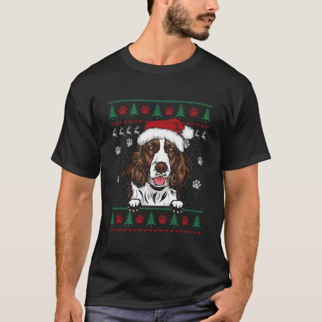 Engelsk Springer-spanjor jul Ugly Sweater Do T Shirt (Framsida)