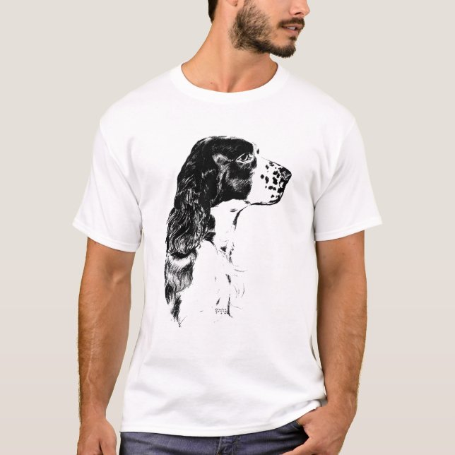 Engelsk Springer Spansk Vintage Hund Art T Shirt (Framsida)