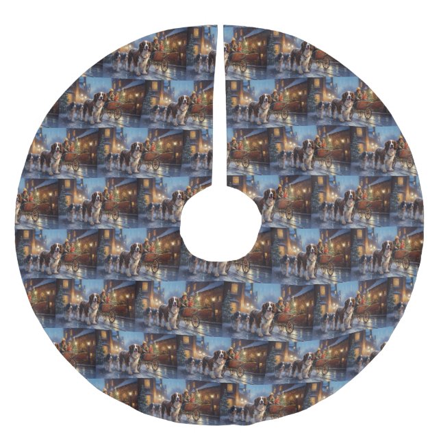 Engelsk Springer-spanska julsäsongen Julgransmatta Borstad Polyester (Framsidan)