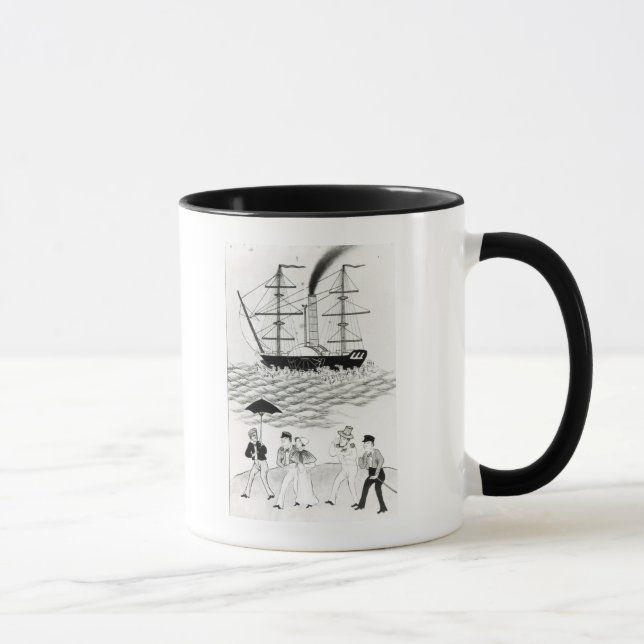 Engelsk Steamship på cantonen, 1840 Mugg (Höger)