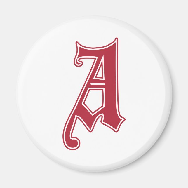 Engelsk text Gothic Monogram brev A Magnet (Framsidan)