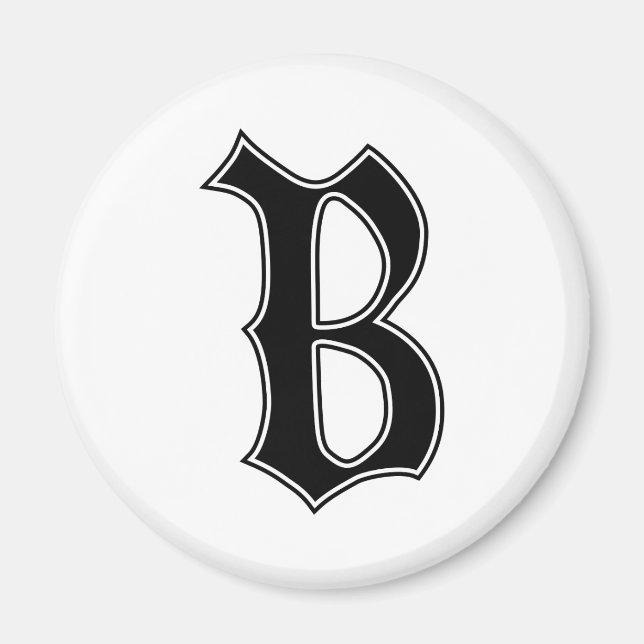 Engelsk text Gothic Monogram brev B Magnet (Framsidan)