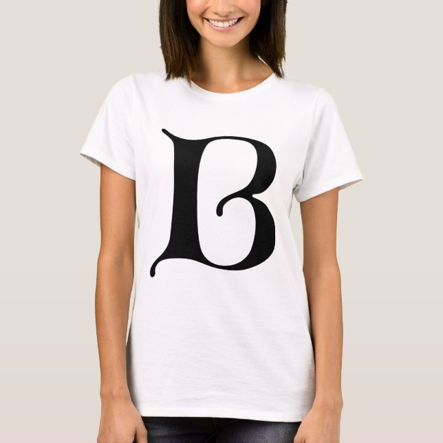 Engelsk text Gothic Monogram brev B Tee Shirt (Framsida)