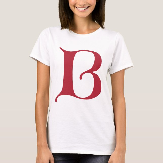 Engelsk text Gothic Monogram brev B Tee Shirt (Framsida)
