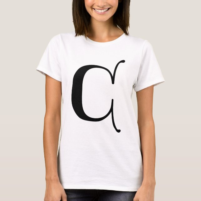 Engelsk text Gothic Monogram brev C T Shirt (Framsida)
