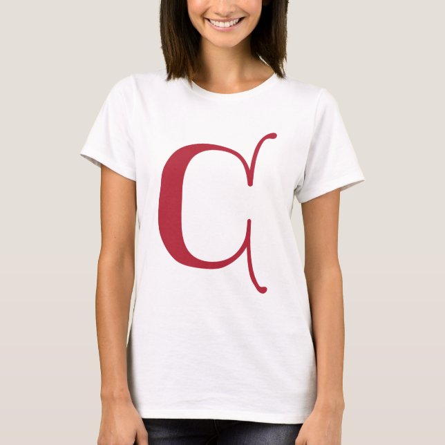 Engelsk text Gothic Monogram brev C Tee Shirt (Framsida)