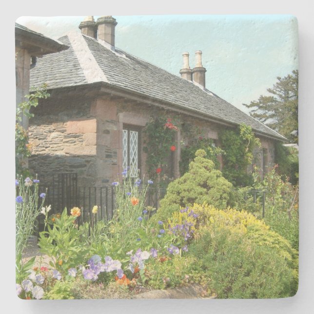 Engelsk text II med Blomsterträdgård Fotografi Stenunderlägg (Framsidan)