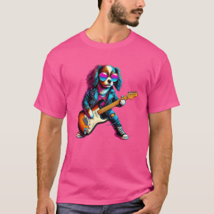 Engelsk Toy Spaniel Elgitarr Rolig Hund Rock T Shirt