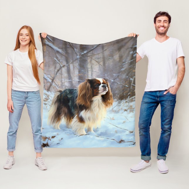 Engelsk Toy Spaniel Låt Det Snöa Jul Fleecefilt (På plats)