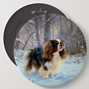 Engelsk Toy Spaniel Låt Det Snöa Jul  Knapp