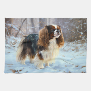 Engelsk Toy Spaniel Låt Det Snöa Jul Kökshandduk