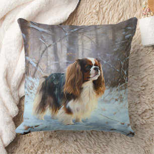 Engelsk Toy Spaniel Låt Det Snöa Jul Kudde