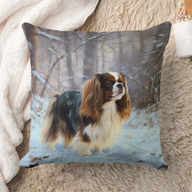 Engelsk Toy Spaniel Låt Det Snöa Jul Kudde (Filt)