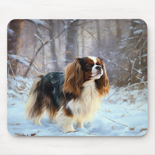 Engelsk Toy Spaniel Låt Det Snöa Jul Musmatta (Framsidan)