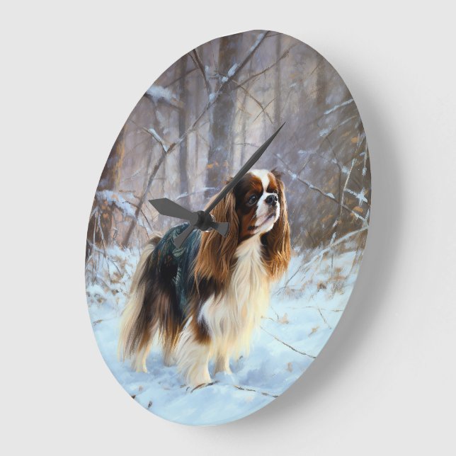 Engelsk Toy Spaniel Låt Det Snöa Jul  Stor Klocka (Vinkel)