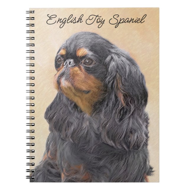 Engelsk Toy Spaniel Målning Original Djur Konst Anteckningsbok (Framsidan)