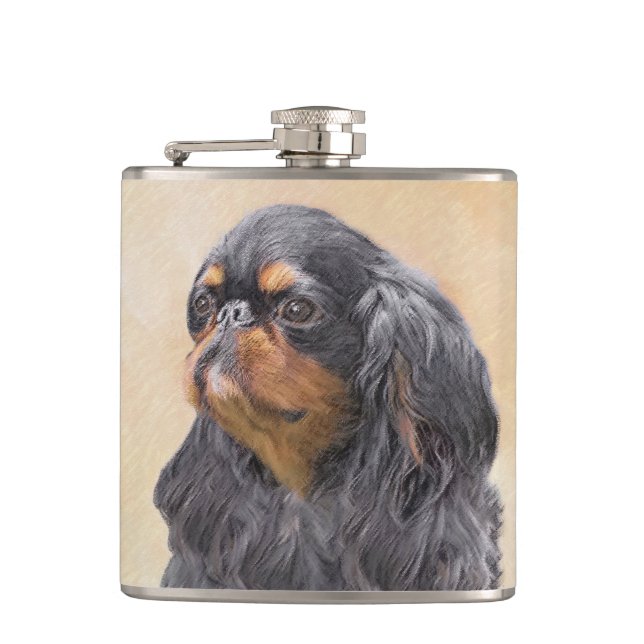 Engelsk Toy Spaniel Målning Original Djur Konst Fickplunta (Framsidan)