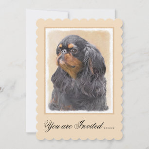 Engelsk Toy Spaniel Målning Original Djur Konst Inbjudningar