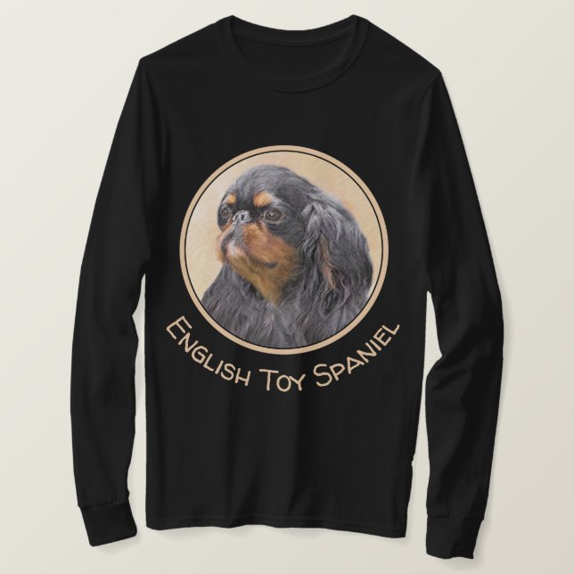 Engelsk Toy Spaniel Målning Original Djur Konst T Shirt (Design framsida)