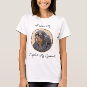 Engelsk Toy Spaniel Målning Original Djur Konst T Shirt