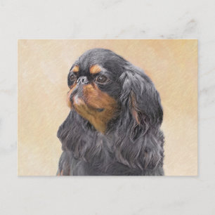 Engelsk Toy Spaniel Målning Original Djur Konst Vykort