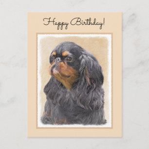 Engelsk Toy Spaniel Målning Original Djur Konst Vykort