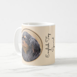 Engelsk Toy Spaniel Målning Original Djurkonst Kaffemugg