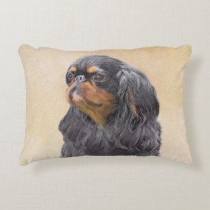 Engelsk Toy Spaniel Målning Original Djurkonst Prydnadskudde
