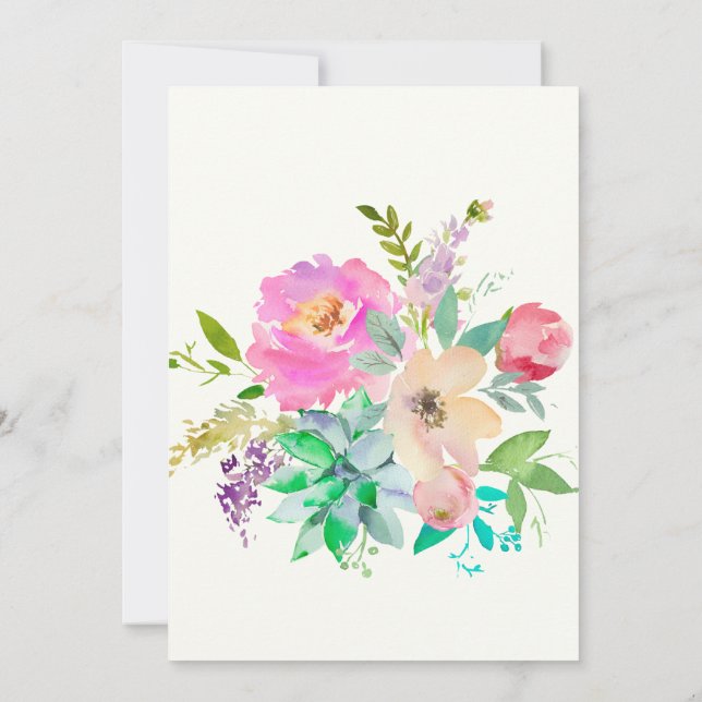 Engelsk trädgårdsmonogram för eftermiddagsbruk inbjudningar (Baksida)