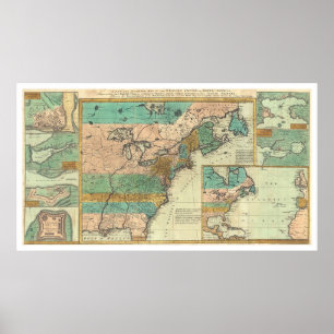 Engelsk väldeAmerika karta - 1755 Poster
