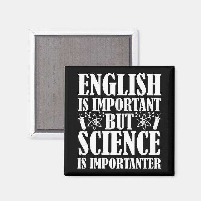 Engelsk viktig men science Funny Teacher säger Magnet (Front/Back)