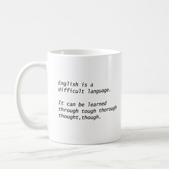 Engelska är ett svårt språk Rolig grammatik  Kaffemugg (Vänster)