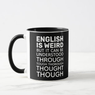 Engelska är Konstig Funny Grammar Black Mugg