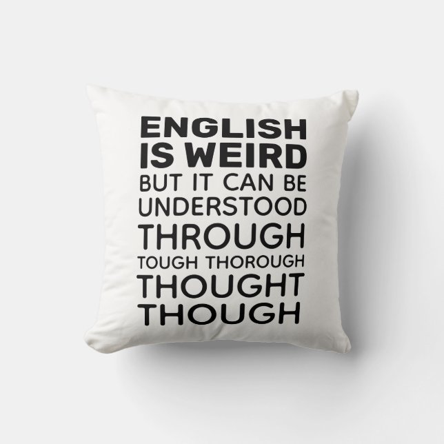 Engelska är Konstig Funny Grammar Kudde (Framsida)