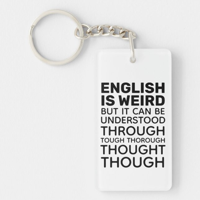 Engelska är Konstig Funny Grammar Nyckelring (Framsidan)