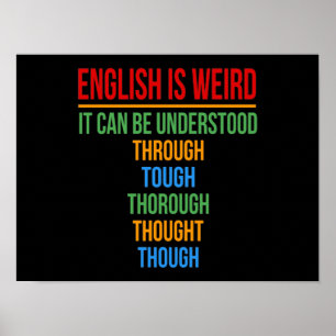 Engelska är Konstig Language Teacher Grammar Stude Poster