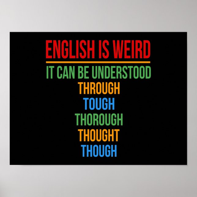 Engelska är Konstig Language Teacher Grammar Stude Poster (Framsidan)