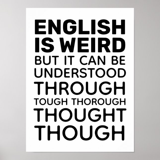 Engelska är konstig rolig grammatik poster (Framsidan)