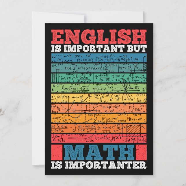 Engelska är viktigt, men Math är viktig matematik Inbjudningar (Framsida)
