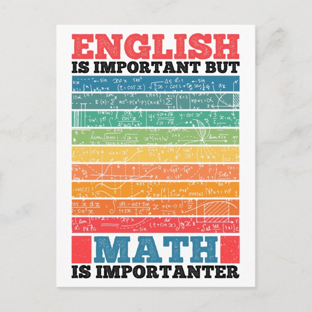 Engelska är viktigt, men Math är viktig matematik Vykort (Framsida)